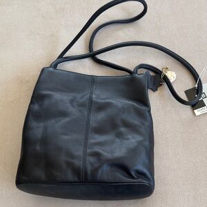 Giani Bernini Black Leather Crossbody Bucket Purse